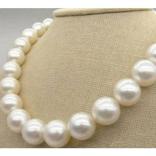 Jewelry Free Shipping HUGE 18"12-13MM NATURAL SOUTH SEA GENUINE WHITE ROUND PEARL NECKLACE JG98AA