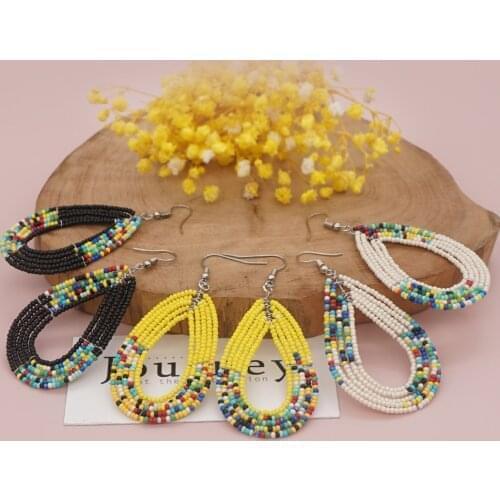 Go2Boho Statement Beaded Earrings Native Style Earring for Women Jewelry Drop Shape Ear Rings Handmade Ethnic Hook Pendientes
