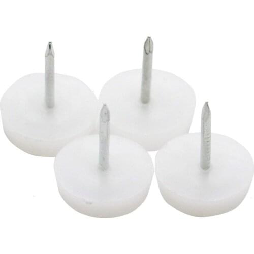 100Pcs 24mm White Nylon Furniture Chair Table Leg Feet Protector Pad Glide Nail