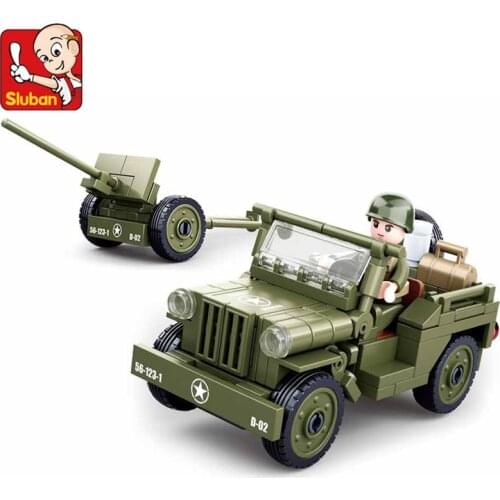 143Pcs World War II Normandy Landing US WILLYS Car Building Blocks Kits WW2 Military Army Classic Model Bricks Kids Toys