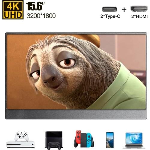 15.6 Type-C PD HDMI 4K portable monitor LCD screen ultra thin for Phone PC computer laptop gaming Ps4 Switch Xbox display USB C