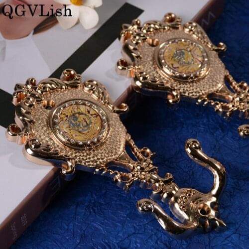 QGVLish 2Pcs Alloy Wall Curtain Hooks Coat Hanger Tiebacks Buckle Holdback Tassel Brush Hook Curtain Holder Curtain Accessories