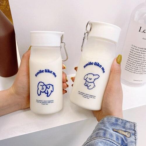 400Ml Cute Cartoon Water Bottle Clear Milk Water Cup BPA Free Portable Frosted Plastic Sports Water Bottle Kids Drinking Cup New