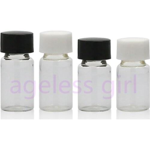 50/100/200PCS 3/4ml Empty Clear Glass Bottles Essential Oil Refillable Bottles With Nesse Screw Cap And Screw Mouth