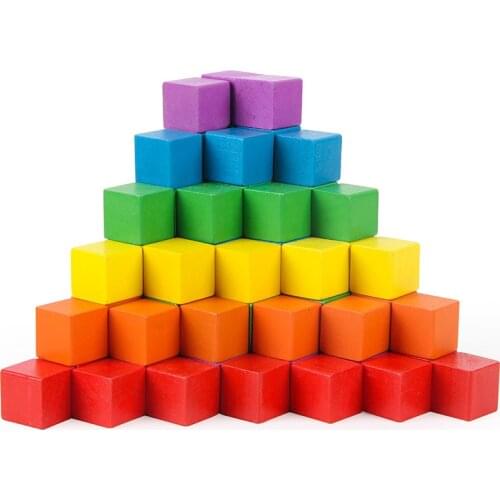 3*3*3cm 50pcs Log Cube Blocks Childrens Educational Toys Wood Rainbow Cubic Montessor Homeschool Supplies Educational Baby Gift