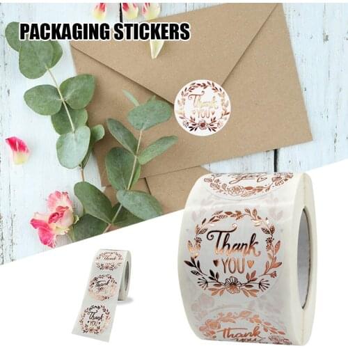 500 Sheets/Roll Round Thank You Labels Packaging Sticker for Candy Bag Gift Box Packing Bag Christmas Party Wedding GK99
