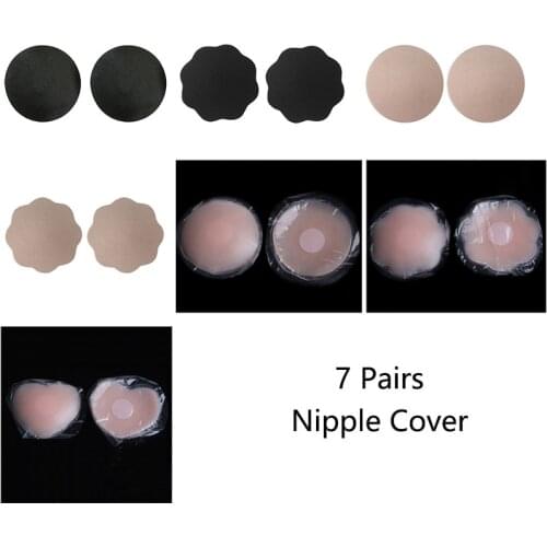7 Pairs Reusable Silicone Petal Adhesive Nipple Cover Invisible Bra Pad Pasties Self Adhesive Nipple Breast Covers