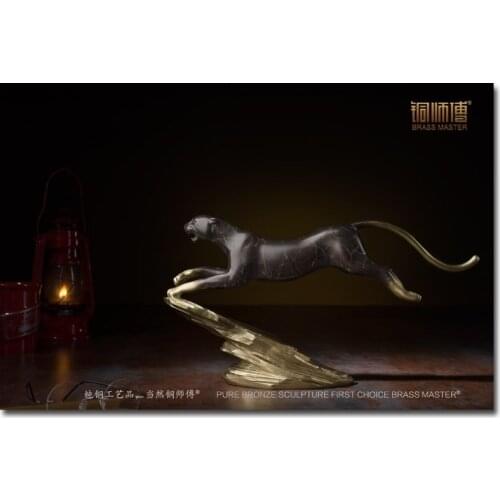 44 CM LARGE -TOP ART Collection -HOME OFFICE Business Decor art--success RETRO cheetah ART bronze statue sculpture Decoration