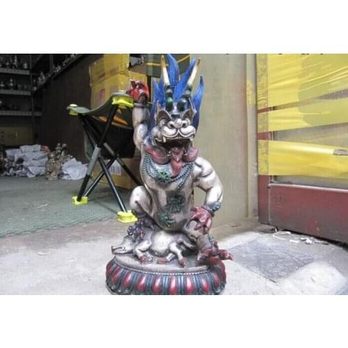 Fast shipping USPS to USA S2766 Tibet superb Copper Silver painted multicolor Dragon beast Statue
