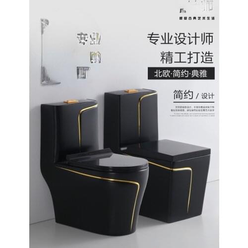Black household water saving siphon gold and silver color creative ceramic toilet
