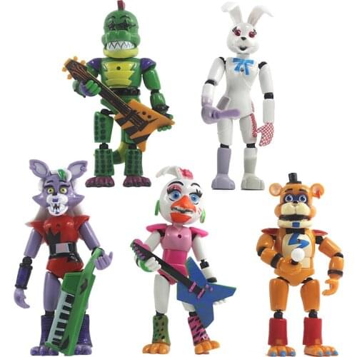 New 5pcs/set Five Nights At Freddys Action Figures Toys Security Breach Series Foxy Bonnie Fazbear PVC Dolls FNAF For Kid Gifts