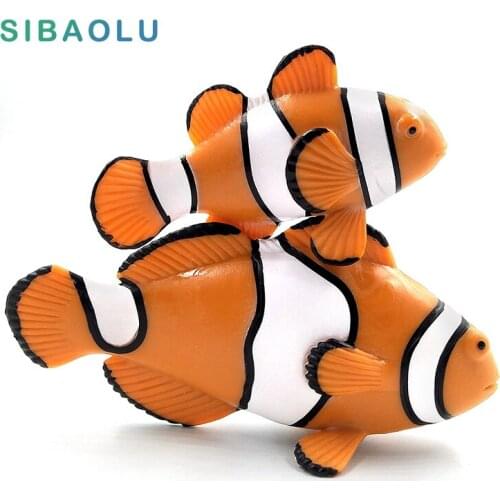 Simulation Plastic Clown Fish Animal Model miniature Ornaments figure Figurine home decoration accessories decor Gift For Kids