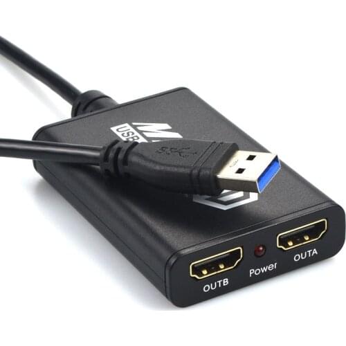 USB 3.0 To Dual HDMI-compatible Video Adapter Converter Cable W/ 3.5mm Audio 1080P Laptop PC To 2 TV Display Monitor Projector