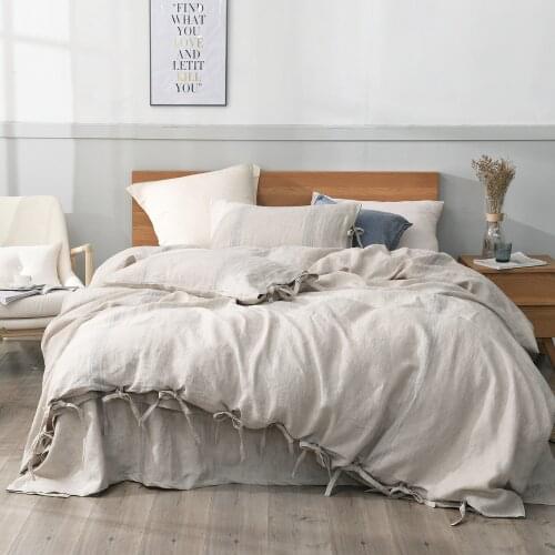 3 pcs Yarn Dyed Strip 100% Pure Linen Bedding Sets Waterwash Linen pillowcase duvet cover Linen sheets Free Shipping