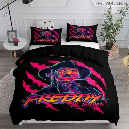 A Nightmare On Elm Street Duvet Cover Sets Zombie Halloween Bed Cover Horror Movie Bedspread 2/3 Piece Bed Linen Set for Adult