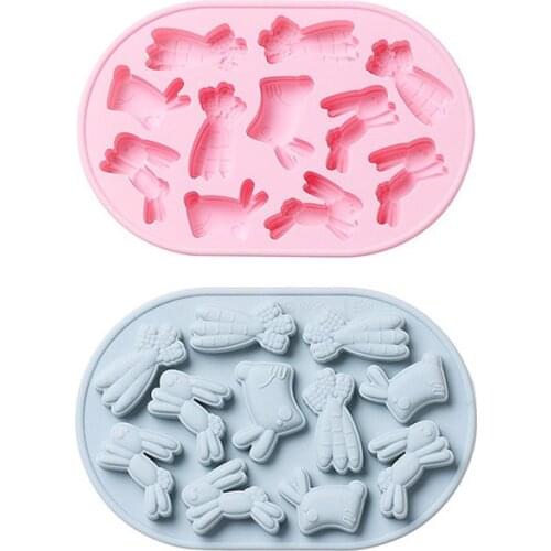 Creative Lovely Rabbit Chocolate Molds Food Grade Material Silicone Mold For DIY Biscuit Pastry Jelly Candle Cake Mould