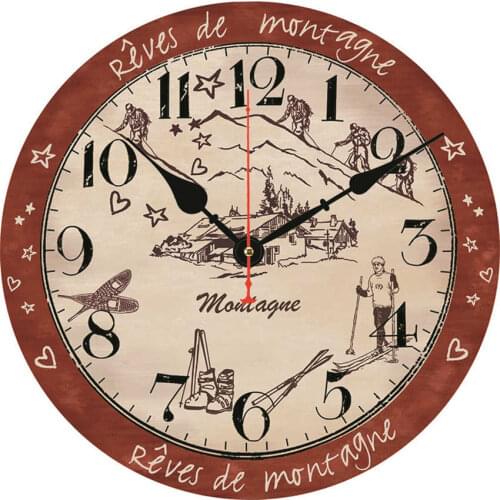 Fat Chef Cooking Bread Italian Style Round Wooden Wall Clock Flora Flower Stamp Beautiful Battery Operated Large Clock