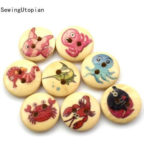 100PCS Round Marking Wooden Buttons DIY Round Painting Wood Buttons for Clothing DIY Gift Decorative Button for Needlework