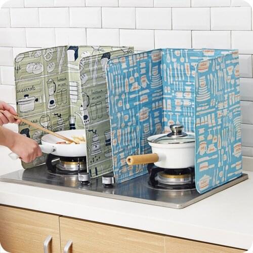 Kitchen Gadgets Oil Splatter Shield Guard Screens Aluminium Foil Gas Stove Foldable Splash Proof Baffle Plate Cooking Tools