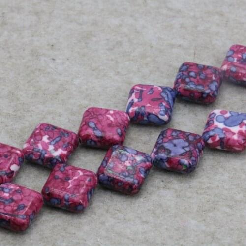 Riverstones Square diagonal shape loose beads 14mm DIY 15 inches color options women jewelry making design