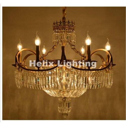 European Style Antique Chandelier Bronze Color D74cm Crystal Chandelier Lamp Crystal Lustre Light Fixture Villa Cristal Lighting