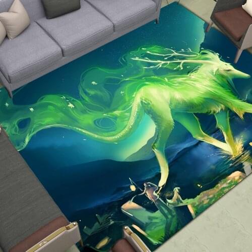 Dream Cartoon Animal Area Rugs Large Fluorescent Green Mythical Floor Mat Home Livingroom Bedroom Carpet Decor Printed Doormat