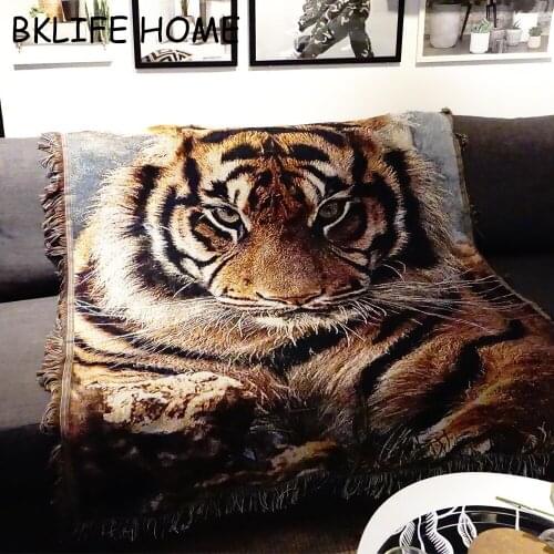 Multifunction Cotton Rug Tiger Pattern Sofa Blanket Living Room Bedroom Soft Carpet Bedspread Tablecloth Tapestry
