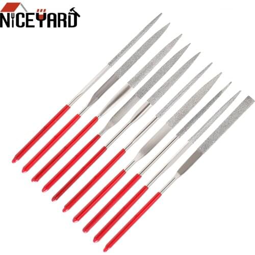 NICEYARD 140mm 10PCS Diamond Mini Needle File Set Hand Tools for Ceramic Glass Gem Stone Hobbies and Crafts