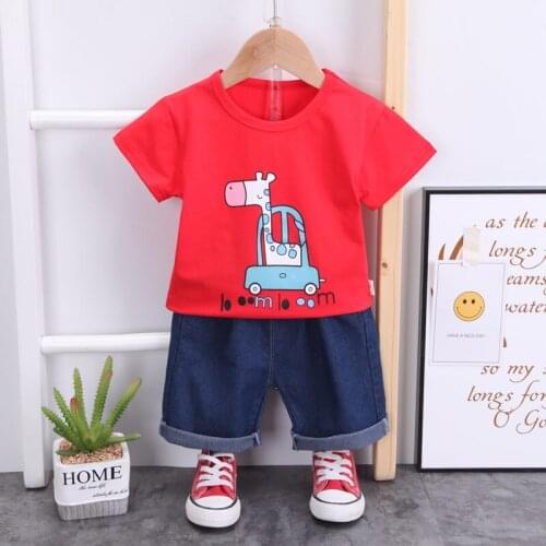 2021 New Baby Summer Clothing Toddler Children Boy Short Sleeve Printing T-shirt Pants Fashion Infant Clothes Set Tracksuit