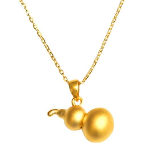 New Arrival 24K Yellow Gold Gourd Pendant 999 Gold Gourd Necklace Pendant