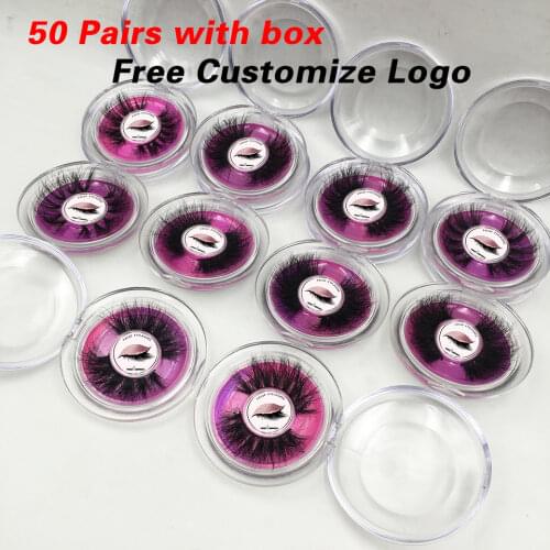 Fluffy Messy Mink Lashes Free Custom Logo 50 Pairs 25mm Eyelashes 3D Mink Lashes Dramatic Long Eye Lashes Wholesale Bulk Lot