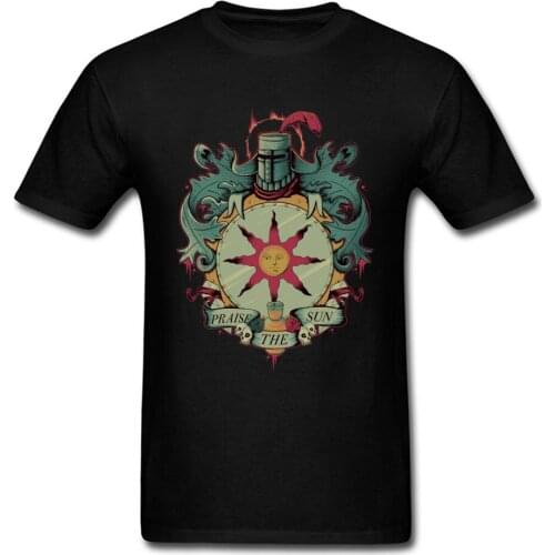 Retro Tshirt Men Big Size Regular Short Sleeve O-Neck Men Summer T Shirts Praise Of Sun Dark Soul T-Shirt For Men 100% Cotton