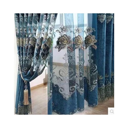 Chenille curtains bedroom luxury European openwork embroidery finished thickened windows shading