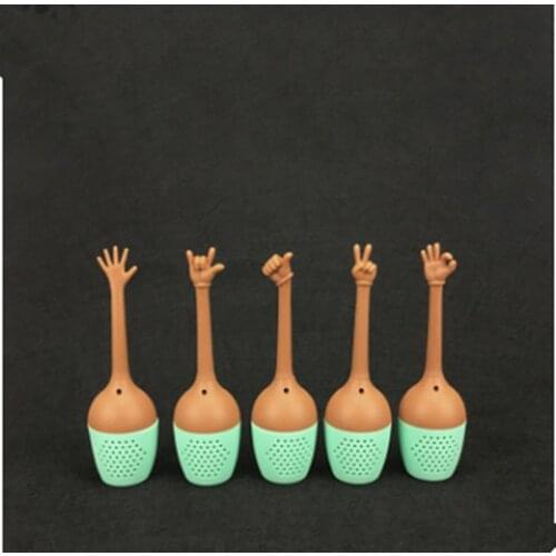 Funny Hand Gestures Tea Infuser Black Tea Strainer FDA Grade Silicone Loose Leaf Herbal Spice Holder Tea Brewing Tools