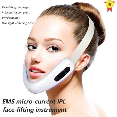 EMS Microcurrent V Face Shaping Facial Massager Hot Compress Therapy V Line Face Slimming Device V Shape Chin Firm Lift Up care