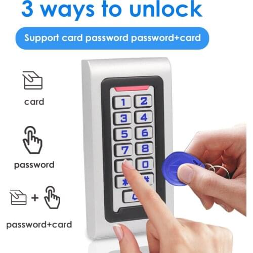Waterproof Backlight RFID Door Access Control Opener EM Reader 1000 Card Bell Keypad Door 125KHz Door Users