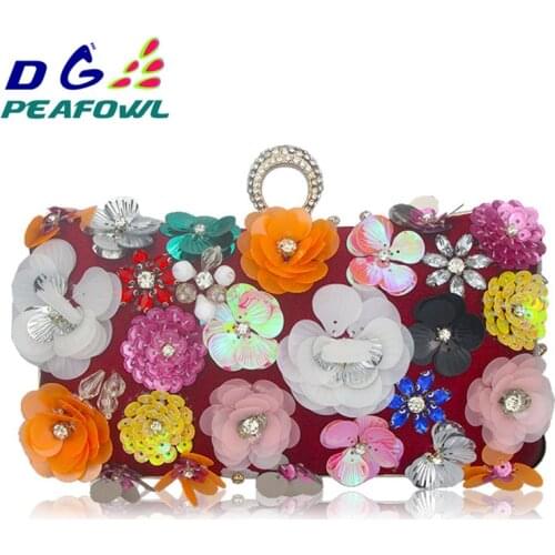 Party Multicolor Floral Women Evening Bag Purses Bride Wedding Ring Crossbody Hard Box Handbag Chain Shoulder Female Clutch Bags