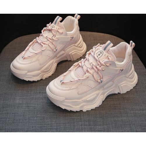 2021 New Women Sneakers Breathable Mesh Casual Mules Shoe Female Fashion Sneaker Lace Up Leisure Women Vulcanize Shoe flat shoes