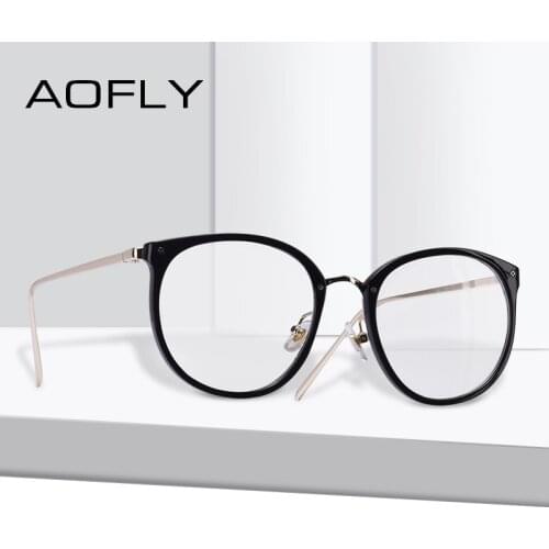 AOFLY BRAND DESIGN Cat Eye Eyeglasses Frame Fashion Optical Clear Lens Reading Spectacles Women Plain Glasses Frame AF9211