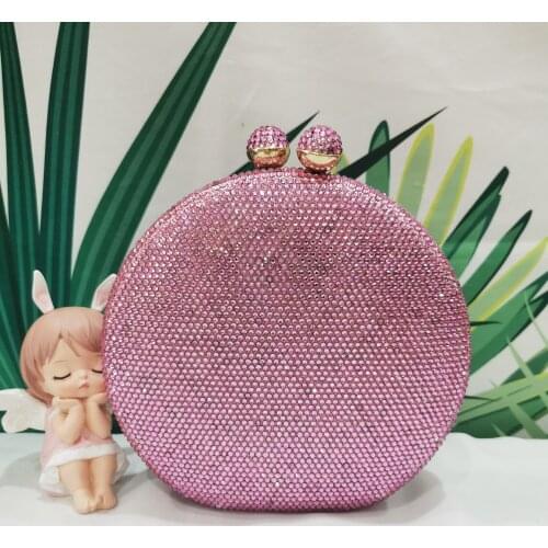 Pink Color Diamond Womans Clutches Bags Party Birthday Gift Crystal Lady Evening Purse And Wallet Wedding Bridal Female Handbag