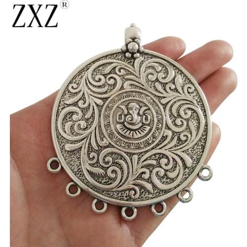 ZXZ 2pcs Tribal Large Bohemian Boho 7 Bailors Connectors Pendants for Necklace Jewelry Making Findings 88x70mm