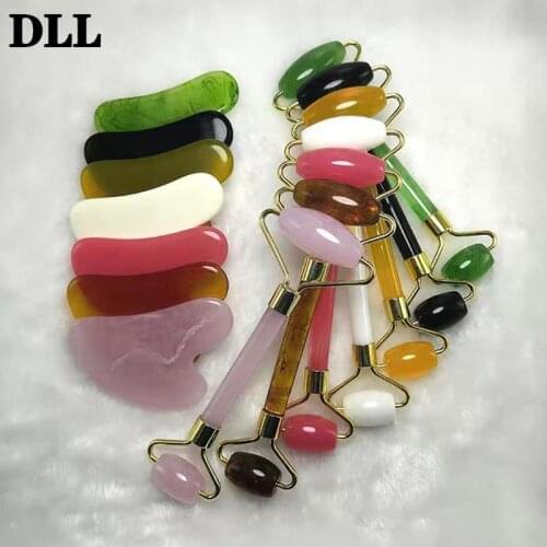 2pcs Face Massage Roller Gua Sha Scraper Board Kit Facial Lifting Body Slimming