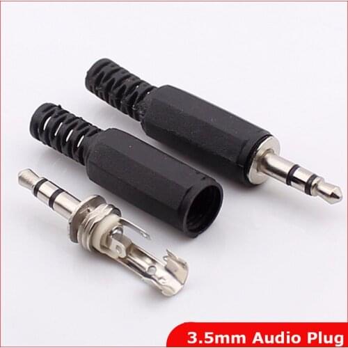 20Pcs/lot 3.5mm Stereo Audio Jack Plug Headphone Connector Black Plastic Housing Free shipping