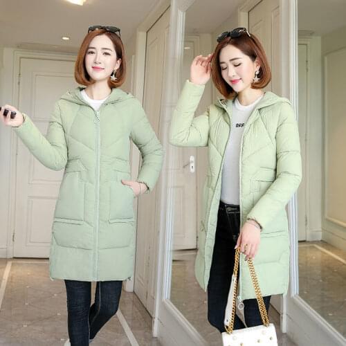 2021 Womens Winter Down Jacket Cotton Padded Casual Female Coat Hooded Plus Size Solid Thick Parkas Loose Women long Outerwear