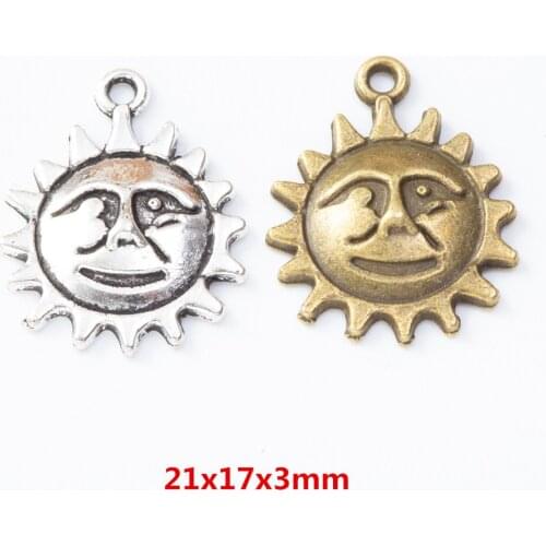 45 pieces of retro metal zinc alloy sun Pendant for DIY handmade jewelry necklace making 8083