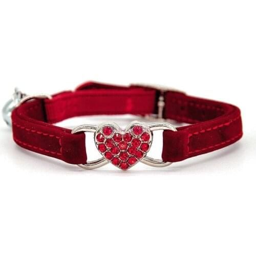 50Pcs/Lot Heart Charm and Bell Cat Collar Safety Elastic Adjustable with Soft Velvet Material pet Product small dog collar