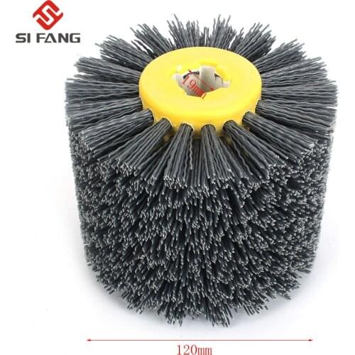 Deburring Abrasive Wire Drawing Round Brush Head Polishing Grinding Buffer Wheel Nylon Burnishing Wheel Brush for wood working