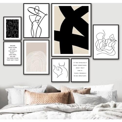 Abstract Line Body Face Minimalism Quote Wall Art Canvas Painting Nordic Posters And Prints Wall Pictures For Living Room Decor