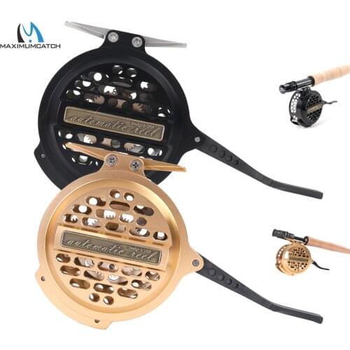 Maximumcatch Automatic Fly Fishing Reel Y4 70 2+1 BB Super Light Aluminum Fly Reel Black/Gold Color