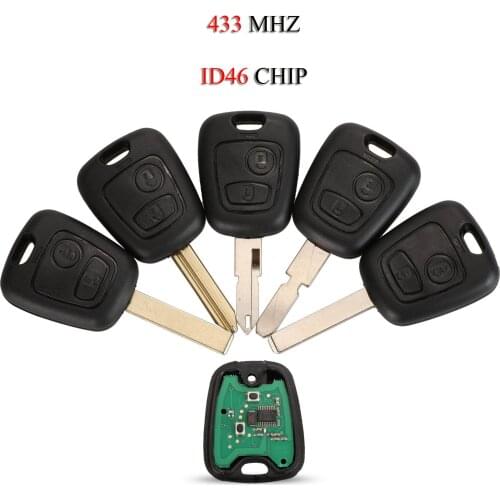 Kutery 10pcs/Lot Remote Car Key For Citroen C2 C3 C4 For Peugeot 106 306 107 207 407 2Buttons 433Mhz With ID46 PCF7961 Chip